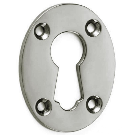 Oval Rim Lock Escutcheon Polished Nickel