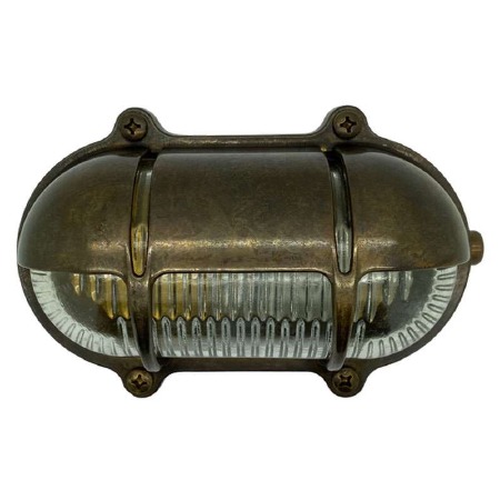 Eyelid Slot Outdoor Bulkhead Light Antique Brass