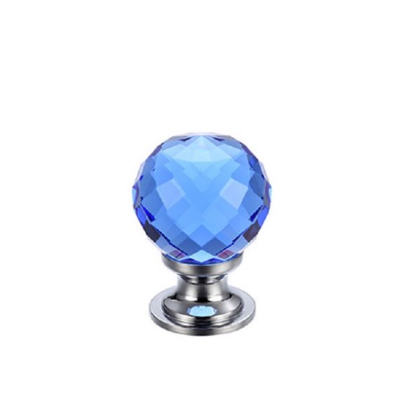 Facetted Glass Cabinet Knob 25mm, Blue