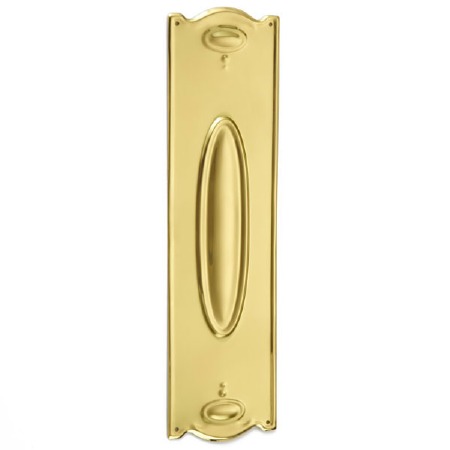 Pressed Finger Plate 279mm Polished Brass Unlacquered