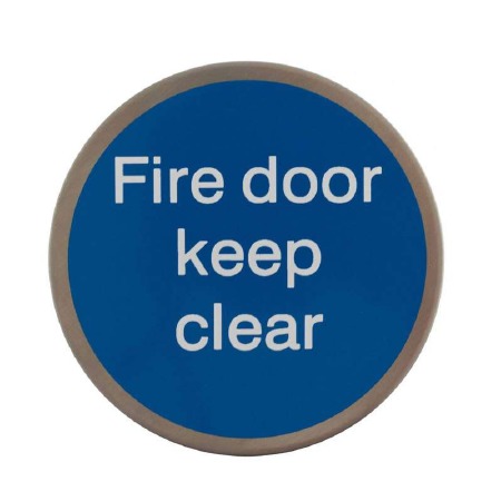 Fire Door Keep Clear Door Sign Satin Stainless Steel