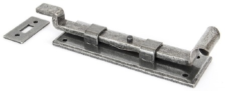 From The Anvil Fishtail Cranked Door Bolt 6" Pewter Patina