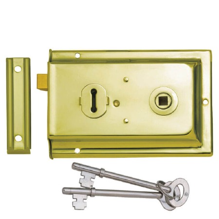 Rim Lock 6" Reversible Brass Lacquered