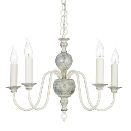 David Hunt Flemish 5 Arm Chandelier Distressed Powder Grey