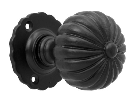 From The Anvil Flower Mortice Door Knobs Black