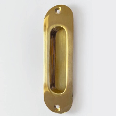 Solid Brass Flush Handle 117mm Polished Brass Unlacquered