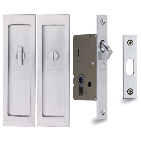 Heritage Pocket Door WC Privacy Set C1877 Satin Chrome - Broughtons ...