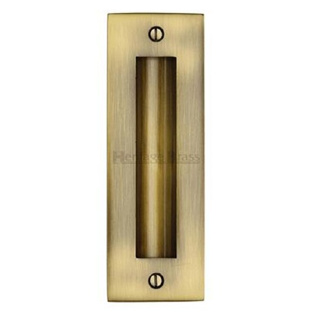 Heritage Flush Pull Handle 6" Antique Brass