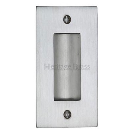 Heritage Flush Pull Handle 4" Satin Chrome