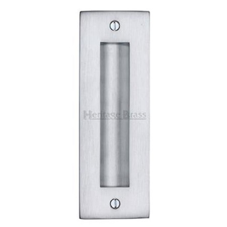 Heritage Flush Pull Handle 6" Satin Chrome