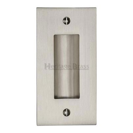 Heritage Flush Pull Handle 4" Satin Nickel
