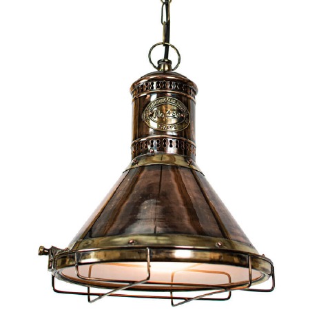 Freighter Hanging Pendant Lamp Renovated Brass