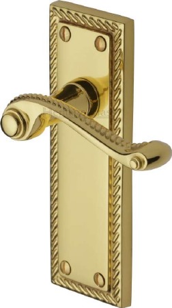 Heritage Georgian Latch Door Handles G063 Polished Brass Lacquered