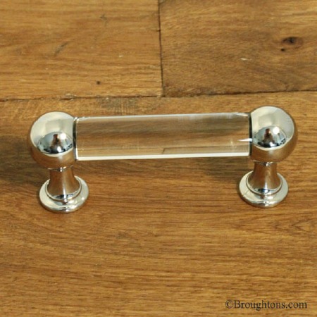 Round Glass Cupboard Door Pull Handle Polished Nickel