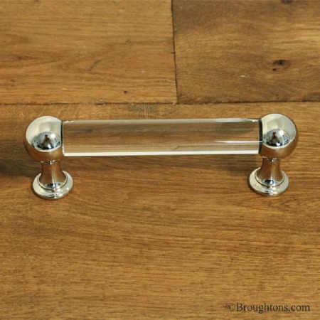Large Round Glass Cupboard Door Handle Polished Nickel