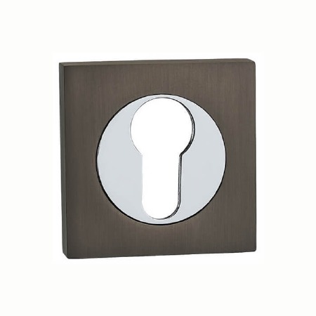 Gotham Square Euro Escutcheon Gunmetal & Chrome