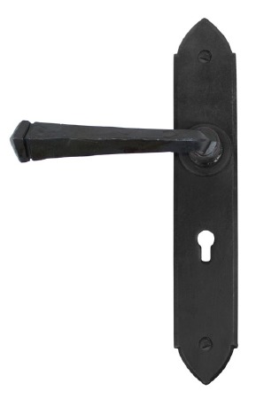 From The Anvil Gothic Door Handles Lock Plate Beeswax