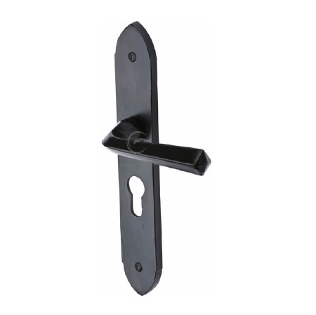 Heritage Grafton Euro Profile Door Handles FB4448 Black Iron Rustic
