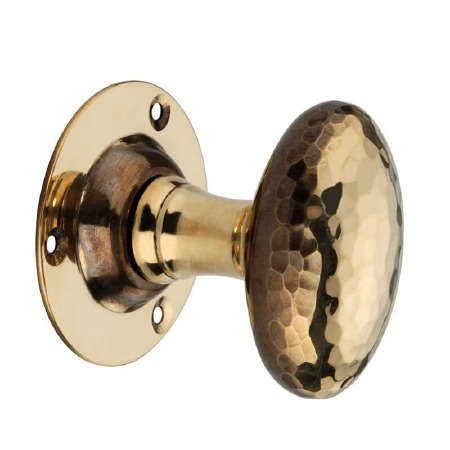 Hammered Oval Mortice/Rim Door Knobs Renovated Brass