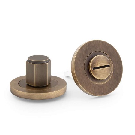 Hex Bathroom Turn & Release Italian Brass