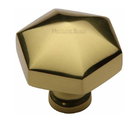 Heritage Hexagon Cabinet Knob C2238 Polished Brass