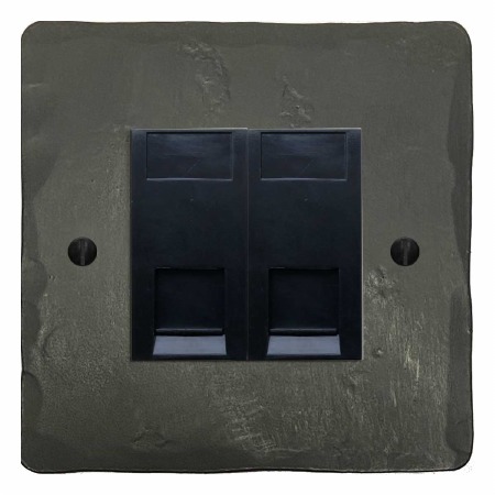 Hand Forged Telephone Socket Secondary 2 Gang Anthracite
