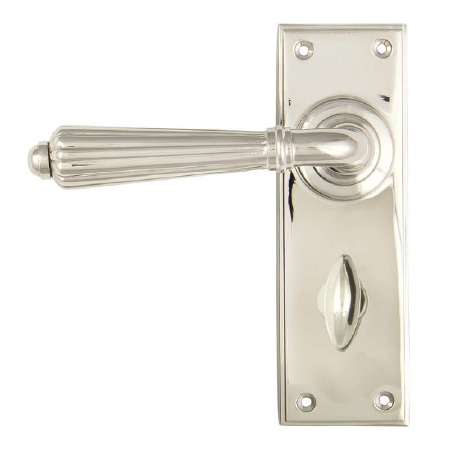 From The Anvil Hinton Bathroom Set Door Handle Polished Nickel