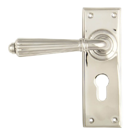 From The Anvil Hinton Euro Set Door Handle Polished Nickel