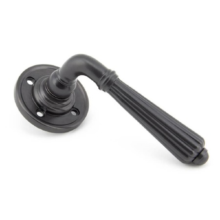From The Anvil Hinton Lever on Rose Set Door Handle Aged Bronze