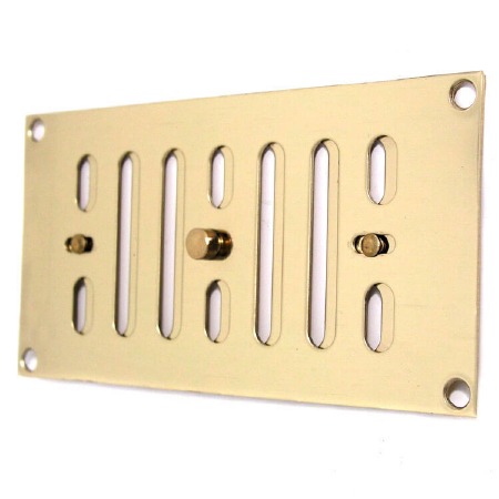 Hit and Miss Air Vent 6" x 3" Polished Brass Unlacquered