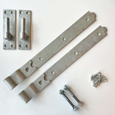 Cranked Hooks & Bands Hinges 14" With Fixings Galvanised Steel