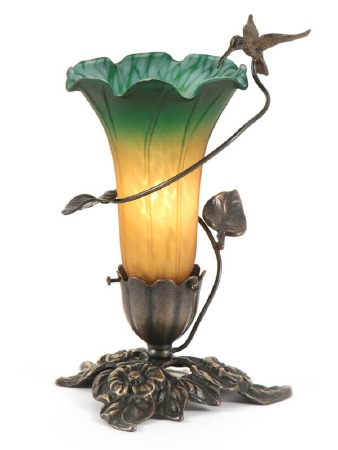 Hummingbird Art Nouveau Table Lamp Amber