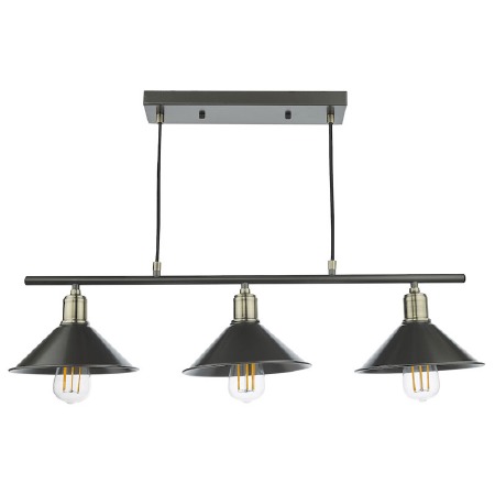 Jalen 3 Light Linear Pendant Antique Brass & Graphite Shades ...