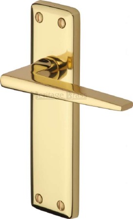 Heritage Kendal Latch Door Handles KEN6810 Polished Brass Lacquered