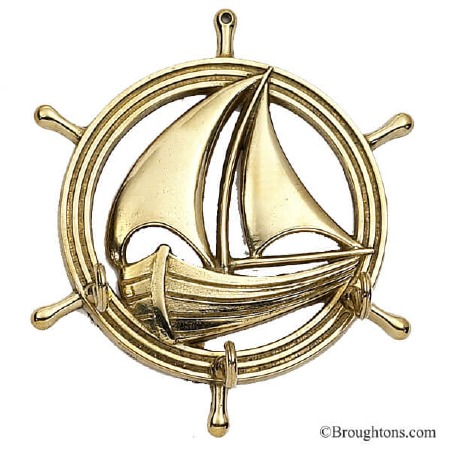 Sailing Boat Keyrack Polished Brass