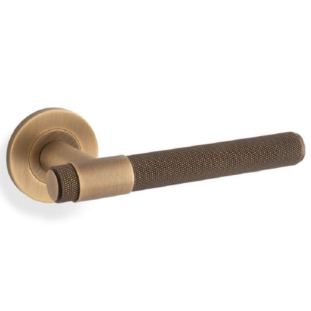Kingston Knurled Door Handle Antique Brass