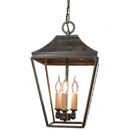 Knightsbridge Hanging Pendant Lantern with 3 Cluster Lights, Antique