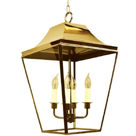 Knightsbridge Hanging Pendant Large Lantern Polished Brass