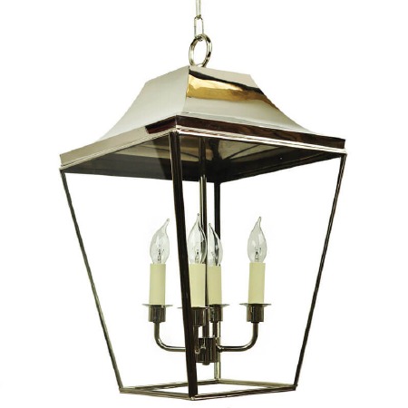 Knightsbridge Hanging Pendant Large Lantern Polished Nickel