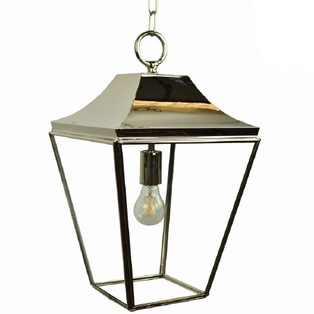 Knightsbridge Hanging Pendant Medium Lantern Polished Nickel