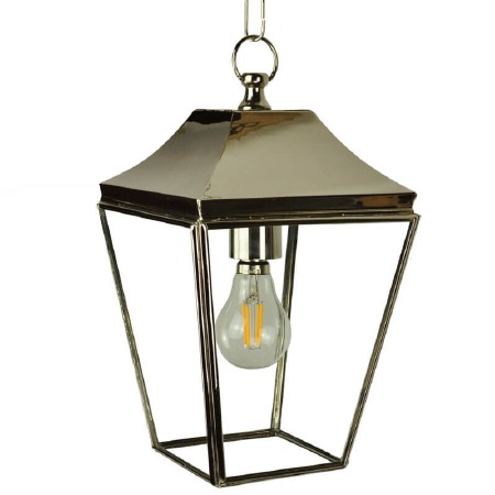 Knightsbridge Hanging Pendant Small Lantern Polished Nickel