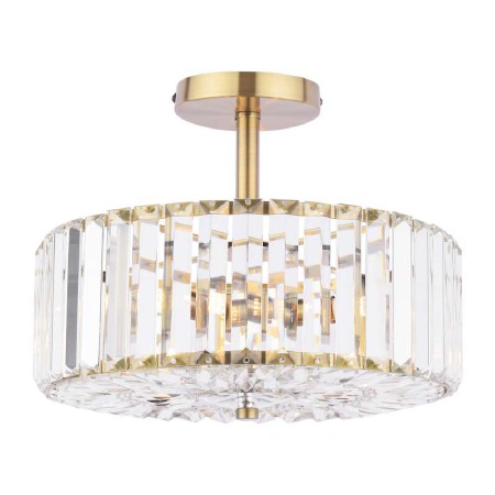 Laura Ashley Fernhurst 3 Light Semi Flush Ceiling Antique Brass