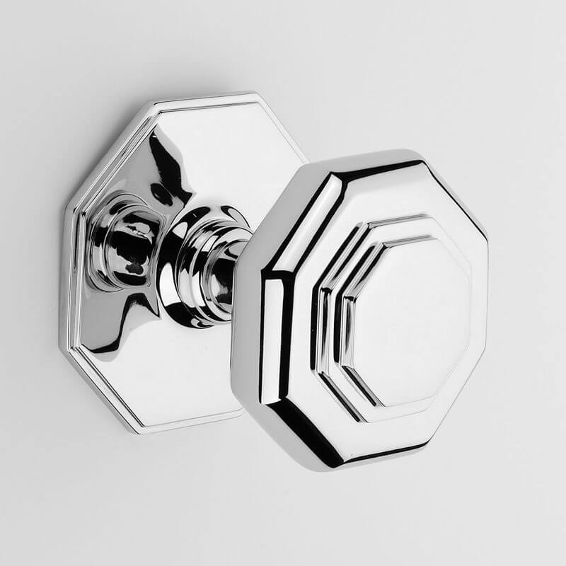 Aston Octagonal Centre Door Knob Polished Chrome Broughtons Lighting And Ironmongery 5815