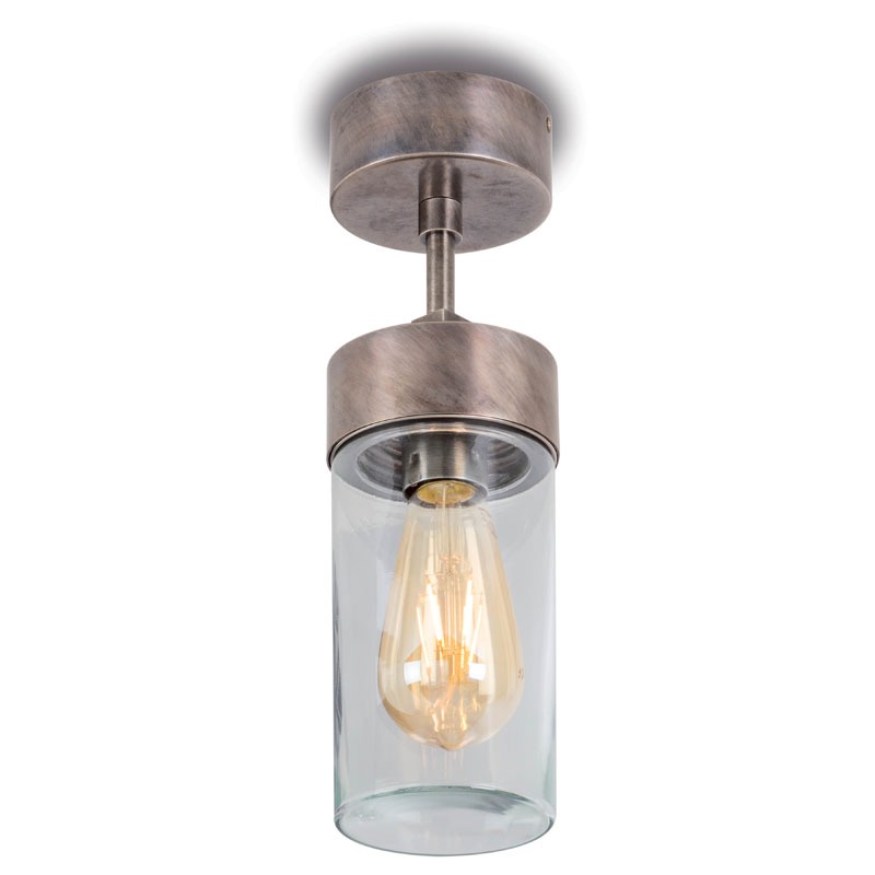 Silindar Porch Pendant Light 3357 Aged Nickel Clear Glass Broughtons