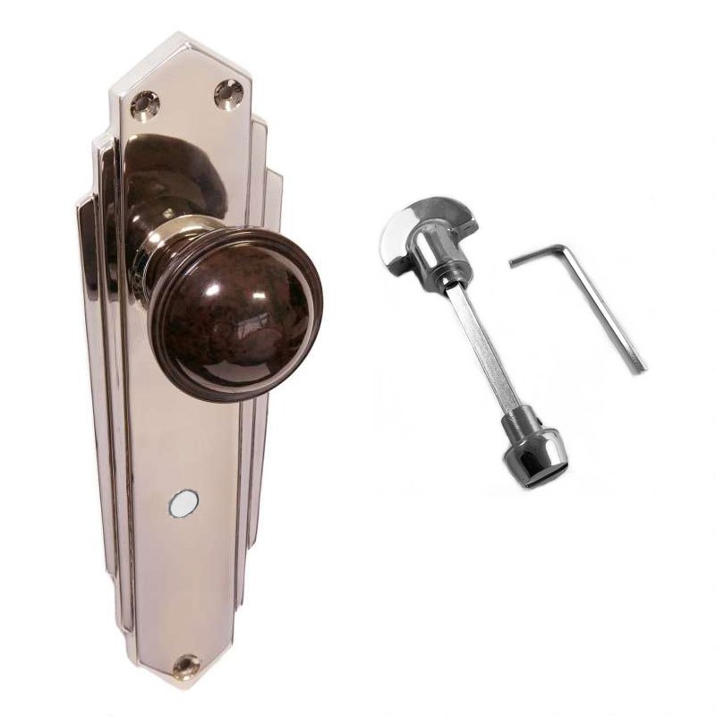 Brolite 6877m Chrome With Walnut Bakelite Bathroom Door Knobs