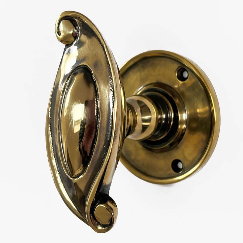 Crown Door Knobs Renovated Brass Broughtons Lighting And Ironmongery 8933