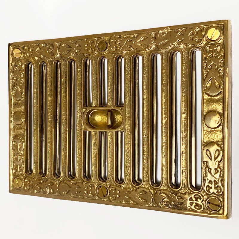 Cast Decorative Hit & Miss Air Vent Large Polished Brass Broughtons