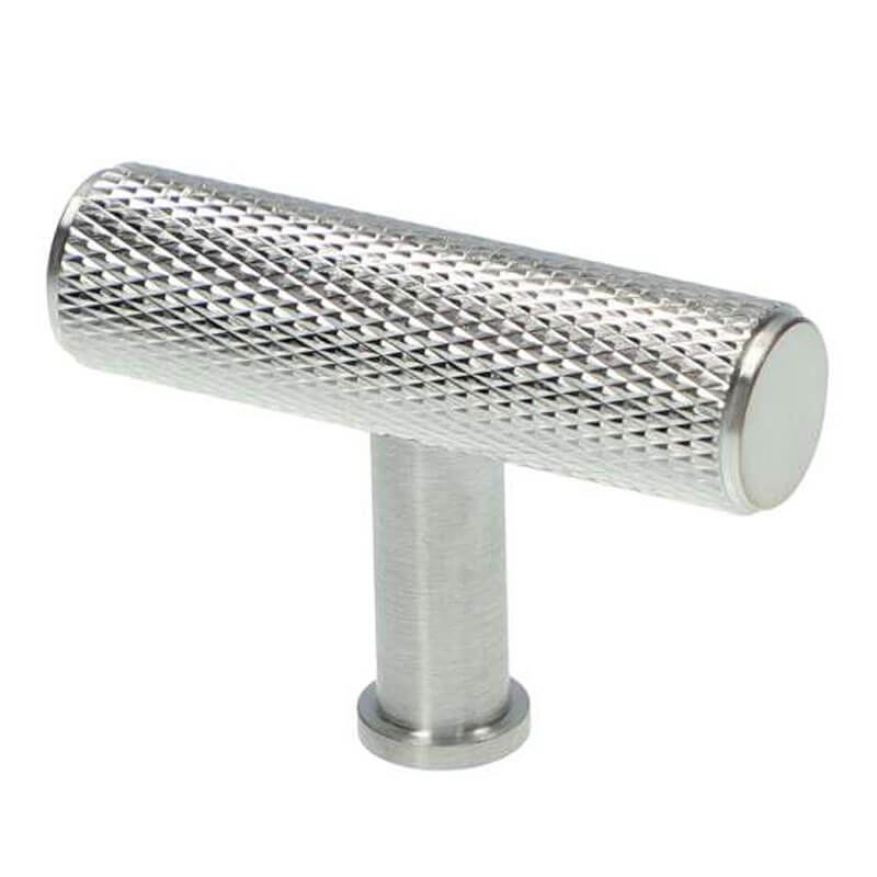 Crispin Knurled TBar Knob Satin Chrome Broughtons Lighting & Ironmongery