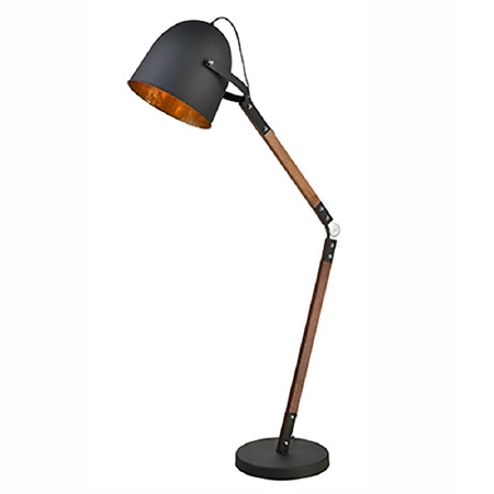 Adjustable Large Task Floor Lamp Matt Black & Wood