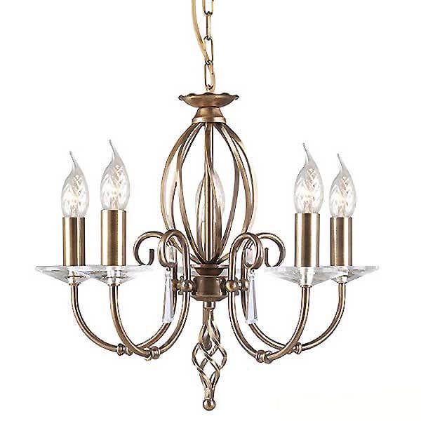 antique brass 5 arm chandelier